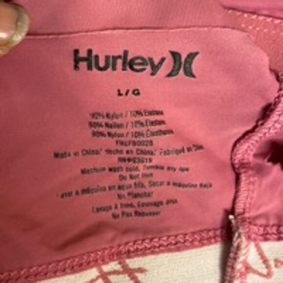 Pink Logo Sports Bra Hurley Large Stretchy Activewear Top - Picture 4 of 6